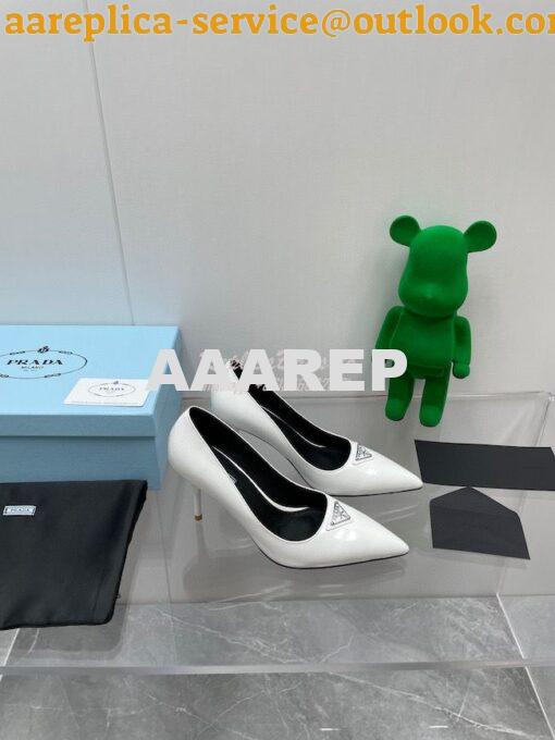 Replica Prada Brushed leather slingback pumps 85mm 1I001N 3