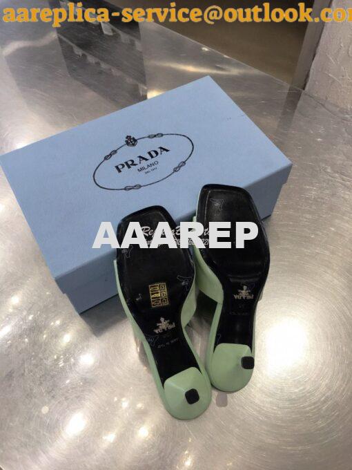 Replica Prada Brushed Leather Mid-heeled Slides 1XX590 Green 6