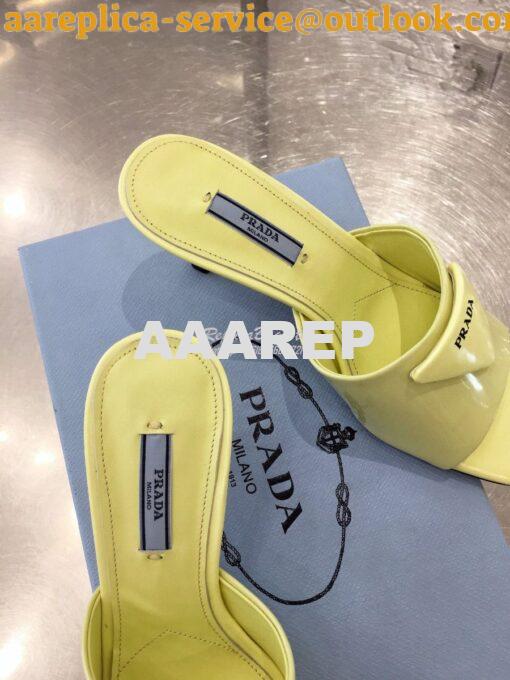 Replica Prada Brushed Leather Mid-heeled Slides 1XX590 Yellow 5