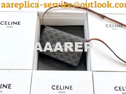 Replica Celine Wallet On Strap In Triomphe Canvas And Smooth Lambskin 9