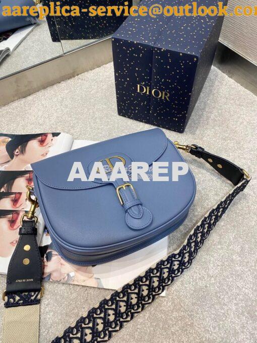 Replica Dior Large Bobby Bag Denim Blue Box Calfskin M9320U 3