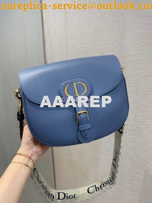 Replica Dior Large Bobby Bag Denim Blue Box Calfskin M9320U 4