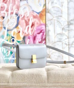 Replica Celine Classic Box Bag in Smooth Calfskin Pearl Grey