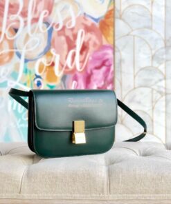 Replica Celine Classic Box Bag in Smooth Calfskin Dark Green 2