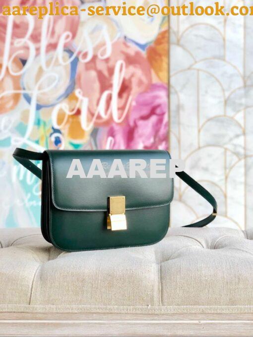 Replica Celine Classic Box Bag in Smooth Calfskin Dark Green 2