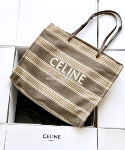 Replica Celine Squared Cabas Celine In Striped Jacquard and Calfskin 1