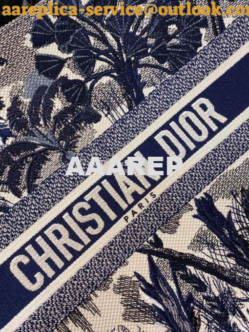 Replica Dior Book Tote Blue Palm Tree Toile de Jouy Embroidery Canvas 4