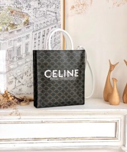 Replica Celine Small Cabas Vertical In Triomphe Canvas 191542 White