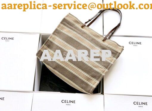 Replica Celine Squared Cabas Celine In Striped Jacquard and Calfskin 1 5