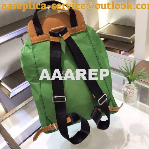 Replica Prada Nylon and Saffiano leather backpack 1BZ064 Green Caramel 3