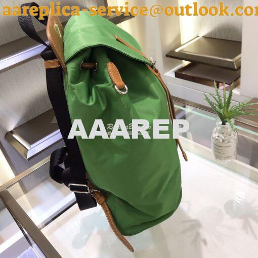 Replica Prada Nylon and Saffiano leather backpack 1BZ064 Green Caramel 4