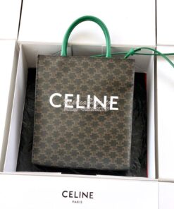 Replica Celine Small Cabas Vertical In Triomphe Canvas 191542 Green 2