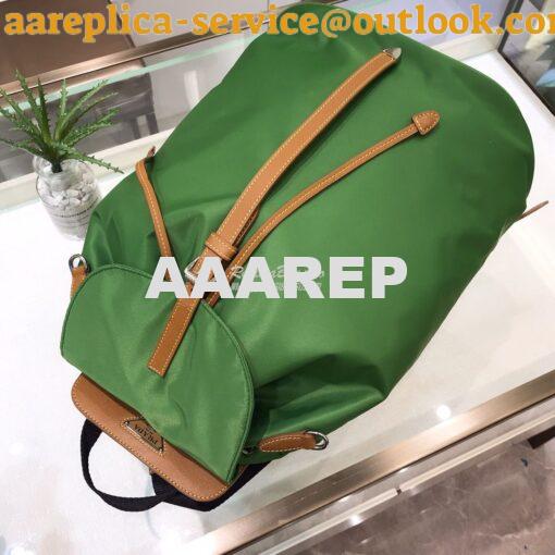 Replica Prada Nylon and Saffiano leather backpack 1BZ064 Green Caramel 5