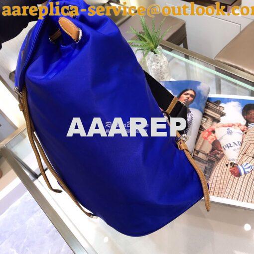 Replica Prada Nylon and Saffiano leather backpack 1BZ064 Blue Caramel 3