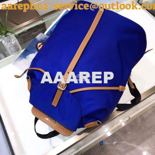 Replica Prada Nylon and Saffiano leather backpack 1BZ064 Blue Caramel 4