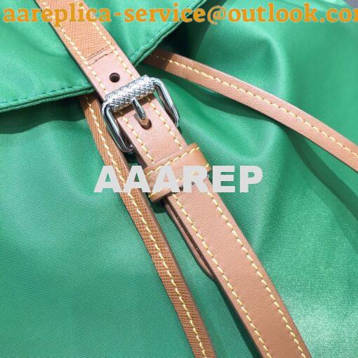 Replica Prada Nylon and Saffiano leather backpack 1BZ064 Green Caramel 7