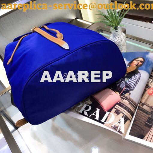 Replica Prada Nylon and Saffiano leather backpack 1BZ064 Blue Caramel 6