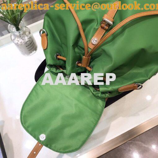 Replica Prada Nylon and Saffiano leather backpack 1BZ064 Green Caramel 8