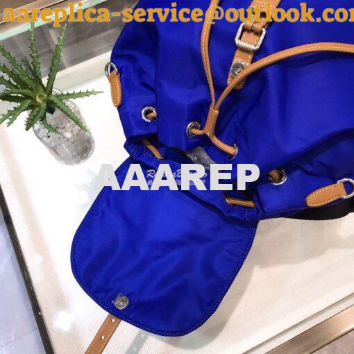 Replica Prada Nylon and Saffiano leather backpack 1BZ064 Blue Caramel 7