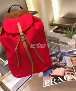 Replica Prada Nylon and Saffiano leather backpack 1BZ064 Red