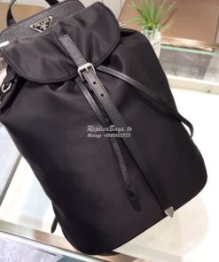 Replica Prada Nylon and Saffiano leather backpack 1BZ064 Black