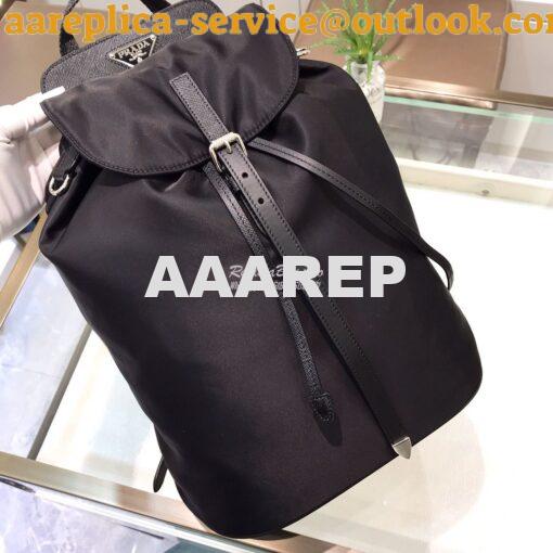 Replica Prada Nylon and Saffiano leather backpack 1BZ064 Black