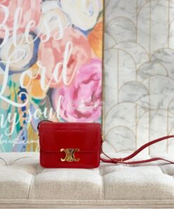 Replica Celine Teen Triomphe Bag in Lizard 188424 Red