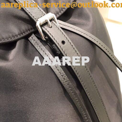 Replica Prada Nylon and Saffiano leather backpack 1BZ064 Black 6