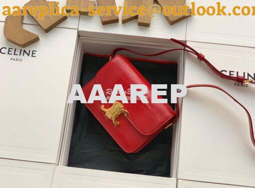 Replica Celine Teen Triomphe Bag in Lizard 188424 Red 4