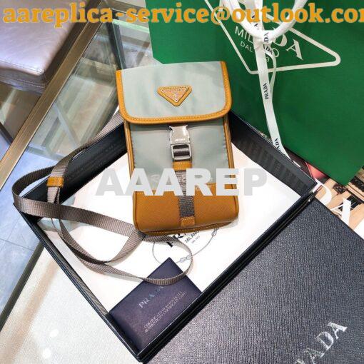 Replica Prada Nylon and Saffiano Leather Cellphone Case 2ZH109 Grey Ca