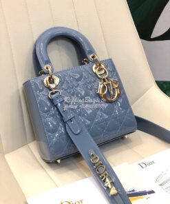 Replica Dior My ABCdior Lady Dior Bag in Patent Calfskin M0538 Ash Blu 2