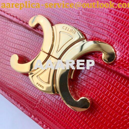 Replica Celine Teen Triomphe Bag in Lizard 188424 Red 7