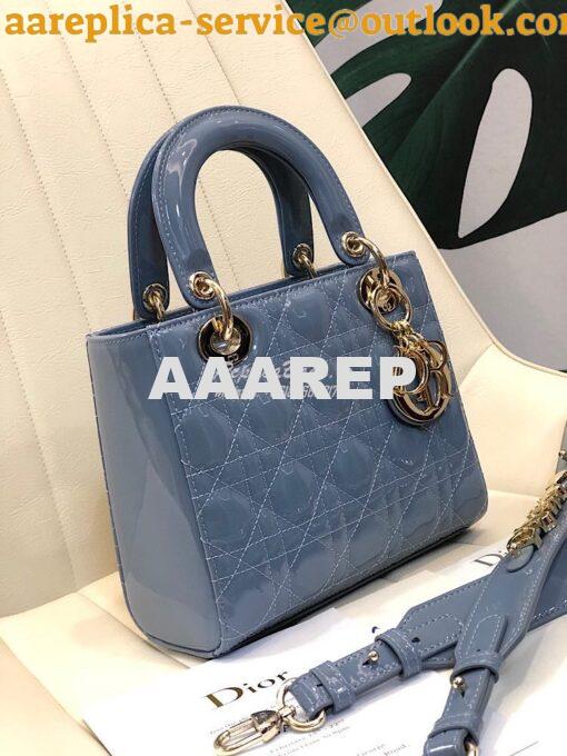 Replica Dior My ABCdior Lady Dior Bag in Patent Calfskin M0538 Ash Blu 5