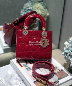 Replica Dior My ABCdior Lady Dior Bag in Patent Calfskin M0538 Cherry