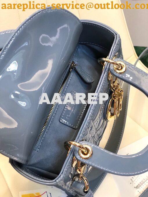 Replica Dior My ABCdior Lady Dior Bag in Patent Calfskin M0538 Ash Blu 7