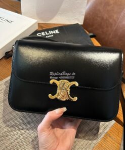 Replica Celine Triomphe Bag Shiny Calfskin Black