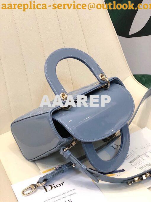 Replica Dior My ABCdior Lady Dior Bag in Patent Calfskin M0538 Ash Blu 8