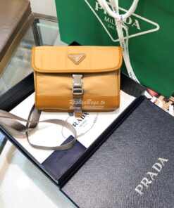 Replica Prada Nylon and Saffiano Leather Cellphone Case 2ZH108 Caramel