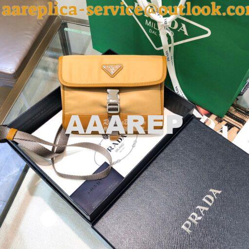 Replica Prada Nylon and Saffiano Leather Cellphone Case 2ZH108 Caramel