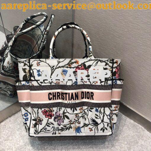 Replica Dior Catherine Tote Bag Rosa Mutabilis Embroidered Canvas M127