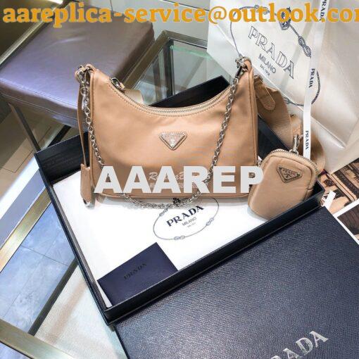 Replica Prada Re-Edition Nylon Multi-Pochette Bag 1BH204 Nude