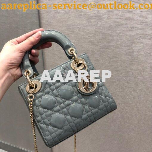 Replica Christian Dior Quilted Stone Grey Patent Leather Lady Dior Bag