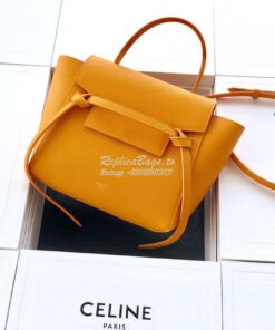 Replica Celine Nano Belt Bag Orange Grained Calfskin 185003