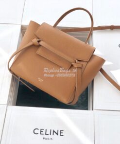 Replica Celine Nano Belt Bag Brown Grained Calfskin 185003