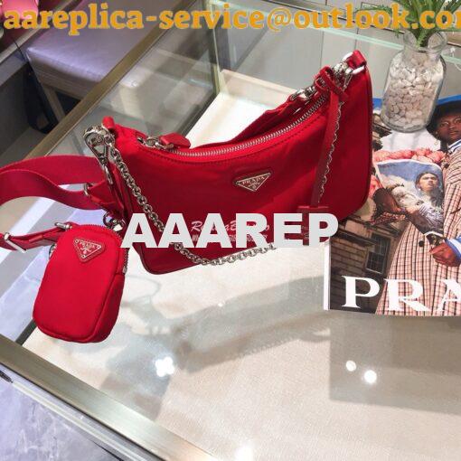 Replica Prada Re-Edition Nylon Multi-Pochette Bag 1BH204 Red 4