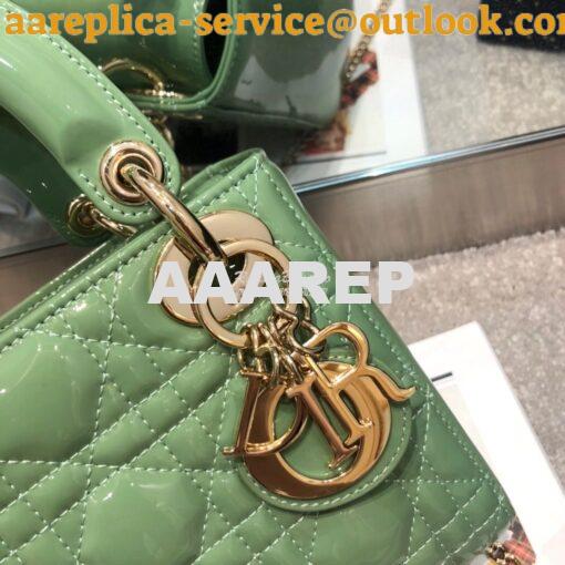 Replica Christian Dior Quilted Avocado Patent Leather Lady Dior Bag 2