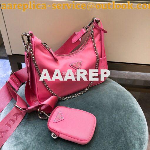 Replica Prada Re-Edition Nylon Multi-Pochette Bag 1BH204 Pink 4