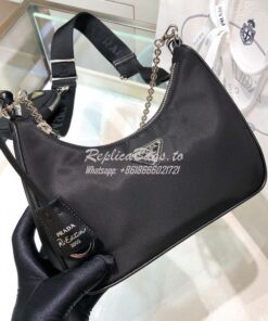 Replica Prada Re-Edition Nylon Multi-Pochette Bag 1BH204 Black 2