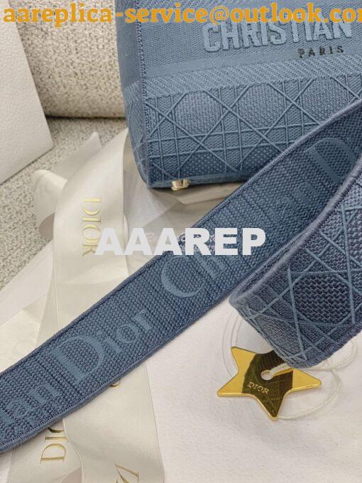 Replica Dior Medium Dark Denim Lady D-lite Embroidered Cannage Bag M05 7