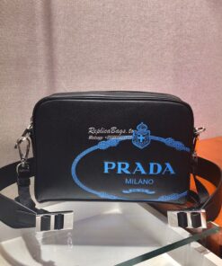 Replica Prada Saffiano Leather Bandoleer Bag 2VH063 Blue